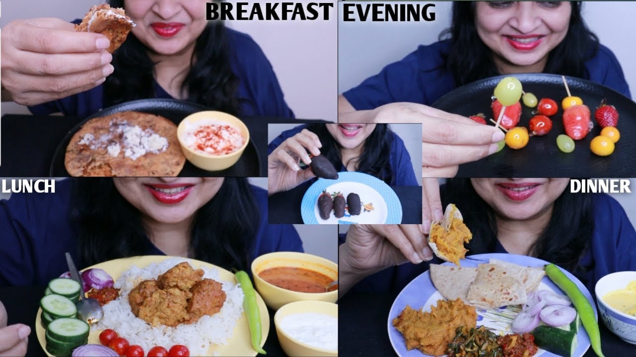 ASMR WHAT I ATE TODAY(PRANTHA+KOFTA CURRY+TANGHULU+PUMPKIN MASALA+KADI PAKORA+CHOC 🍓)EATING MYWAY