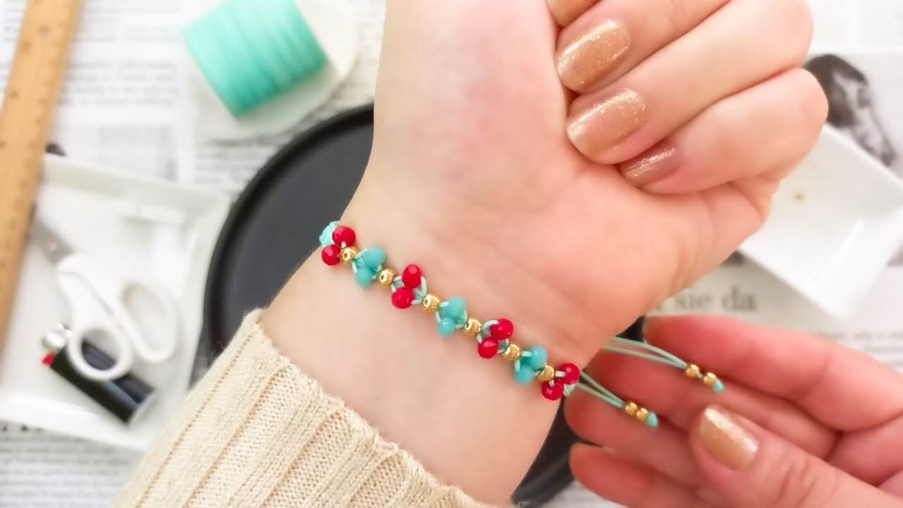 Pulsera de hilo con cristales color intenso y balines fácil y bonita ❤ EASY BRACELET