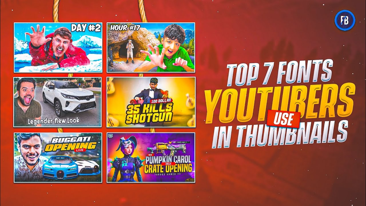 TOP 7 POPULAR FONTS WHICH YOUTUBERS USE IN THUMBNAILS  | BEST FONTS FOR GAMING & VLOGGING THUMBNAILS