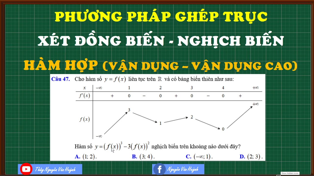 Phương pháp ghép trục xét Đồng biến Nghịch biến hàm hợp|VD-VDC|Bài 1-Đại số 12|Thầy Nguyễn Văn Huỳnh