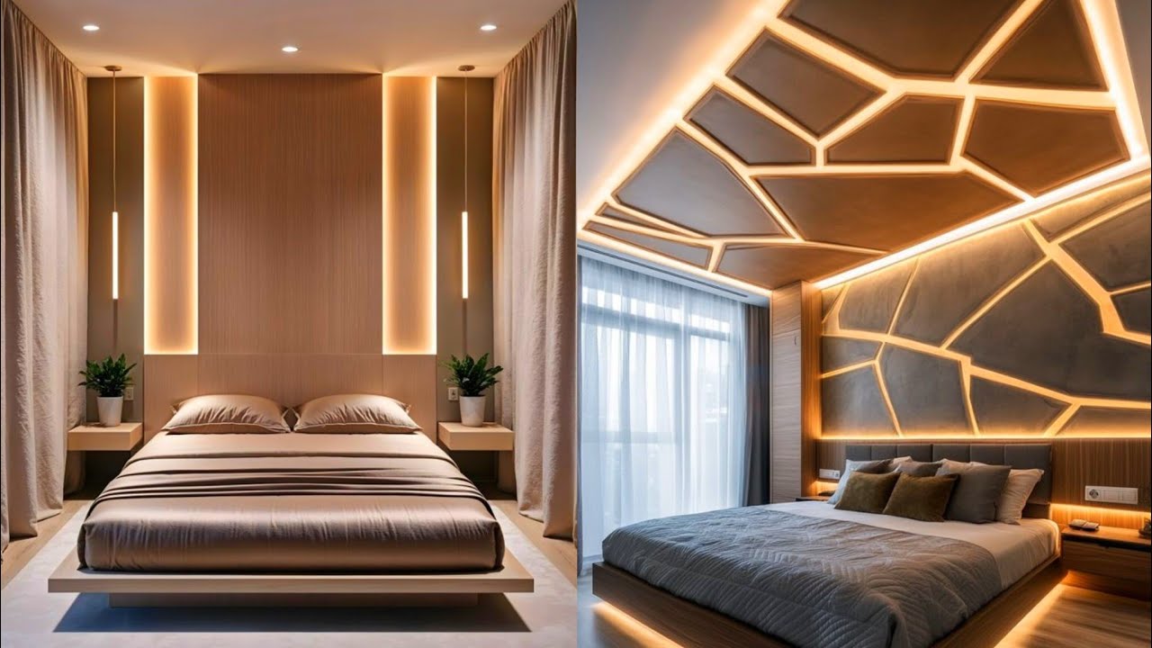 Bedroom Bed Backwall Headboard Wall Panel Design | MDF PVC Wall Panel Bed Backrest Bed Frame Design