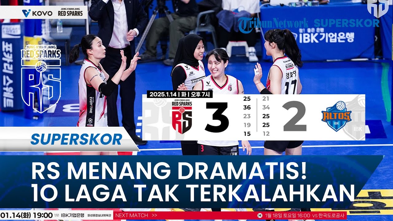 FULLSET‼️RED SPARKS VS IBK ALTOS 3-2: MEGA CS Menang Dramatis, Tak Terkalahkan di 10 Laga Voli Korea