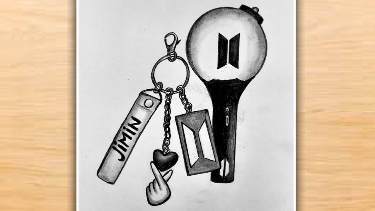 BTS ARMY BOMB DRAWING WITH PENCIL SKETCH | BTS PENCIL SKETCH | BTS 그리기 | BTS PENCIL DRAWING