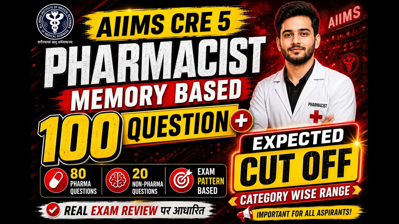 AIIMS CRE 5 Pharmacist Memory Based 100 Questions (2026)| Expected Cut Off | Complete Paper Analysis