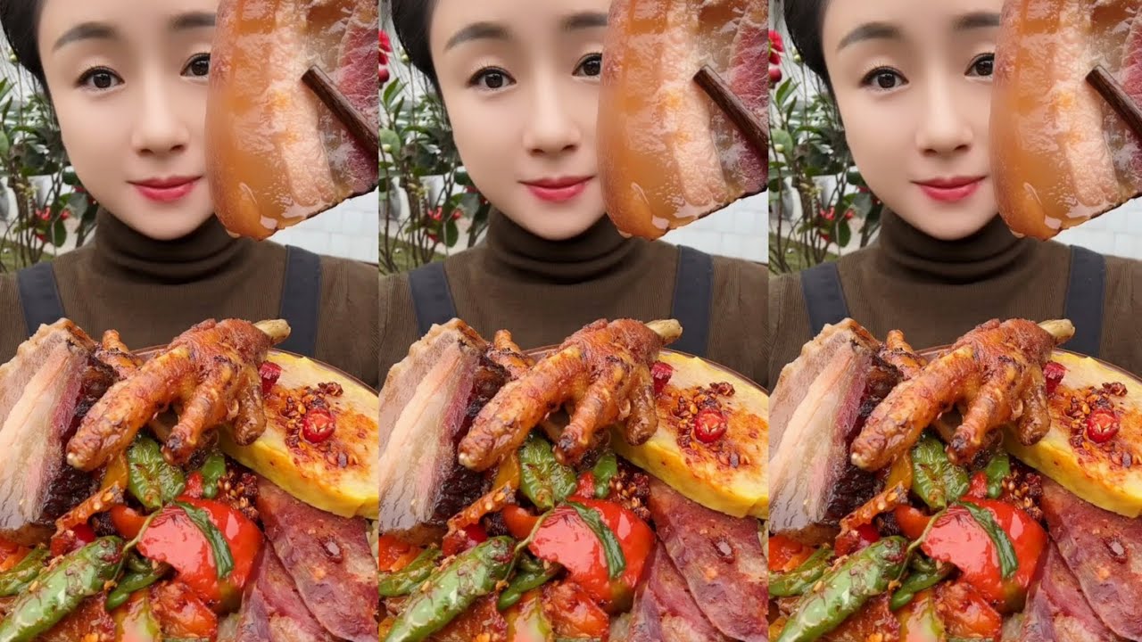 Homemade Mukbang 🔥 Eating Red Chili  Braised Pork Belly With Sauce Spicy 🥵 I Super Delicious! #asmr 