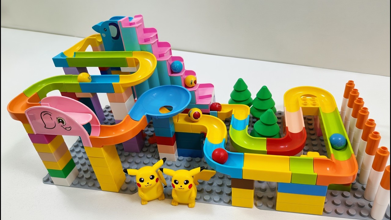 Pikachu’s Colorful Marble Run Adventure – Epic Speed Race Through Loops and Slides!