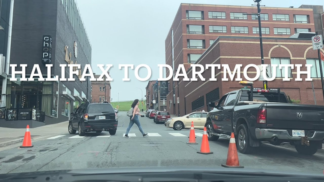 Driving from Halifax to Dartmouth, Nova Scotia, Canada. July 2023