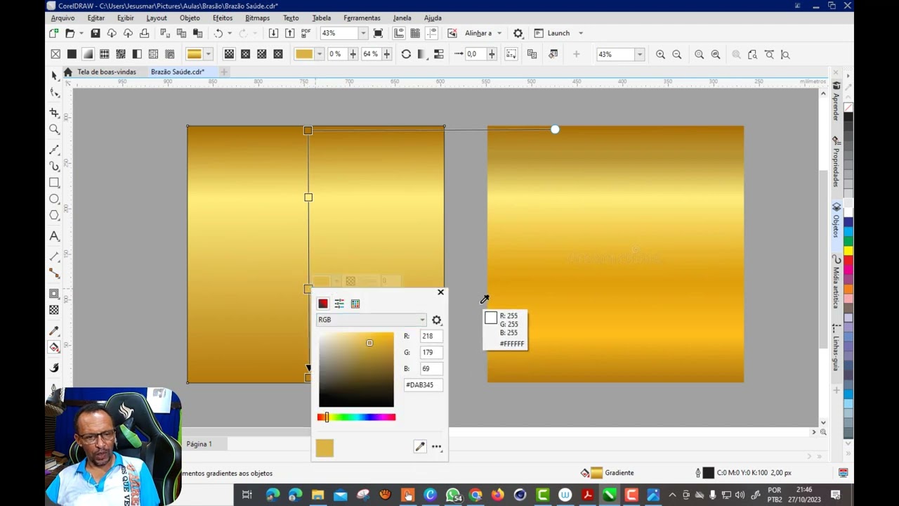 Como Criar Gradiente Dourado - ouro no CorelDraw