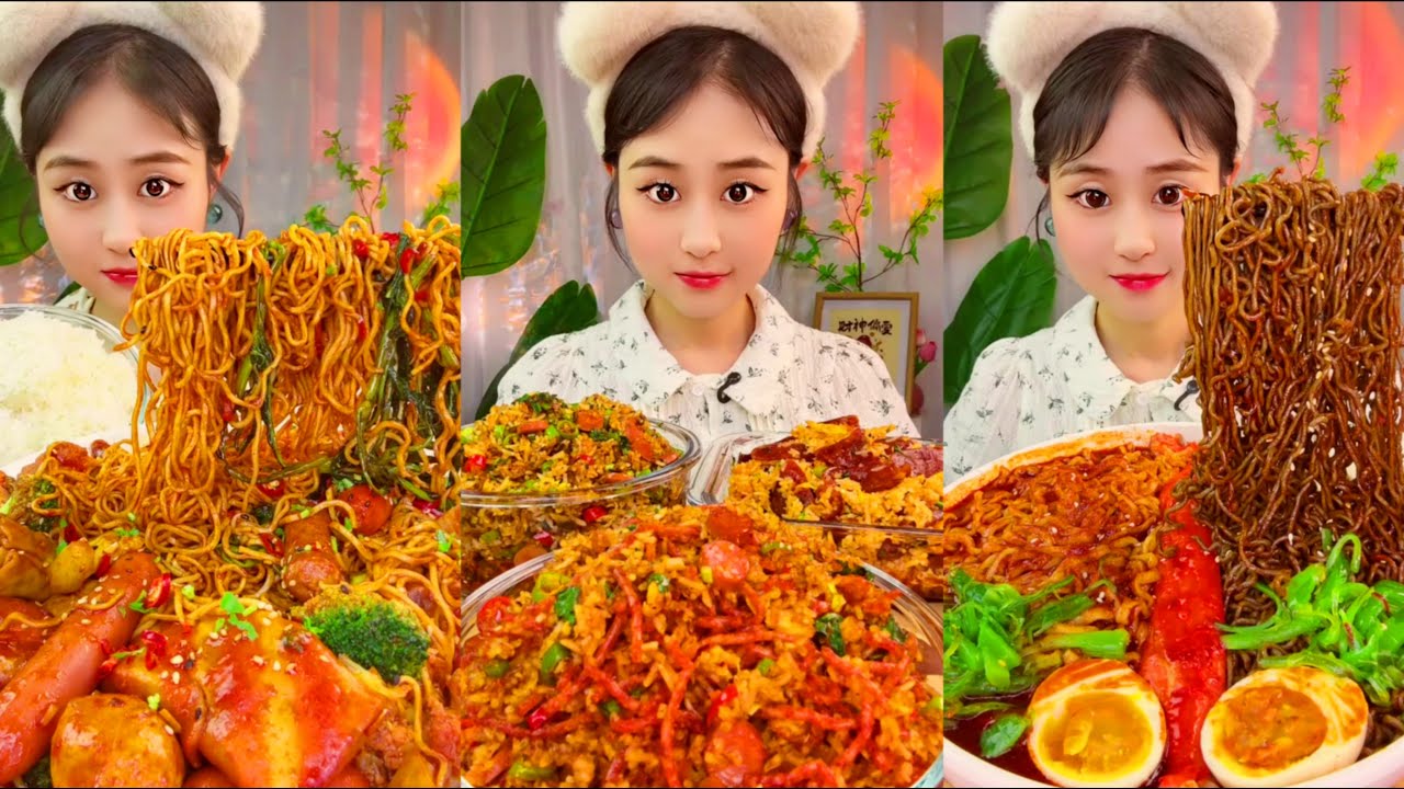 BIG BITES Chinese Food Eating Challenge Spicy Noodle & Meat Feast | ASMR Mukbang