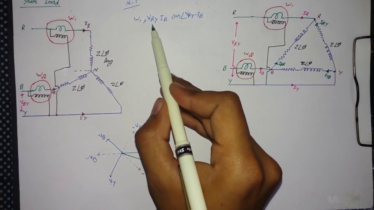 Blondel's theorem Explained in Hindi ( how to take phasor of star & delta loads)