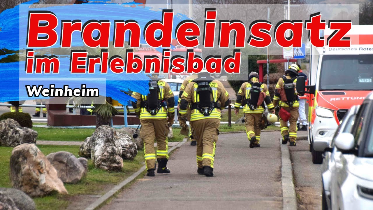 Feuerwehreinsatz im Erlebnisbad Miramar in Weinheim - Brand in der Küche