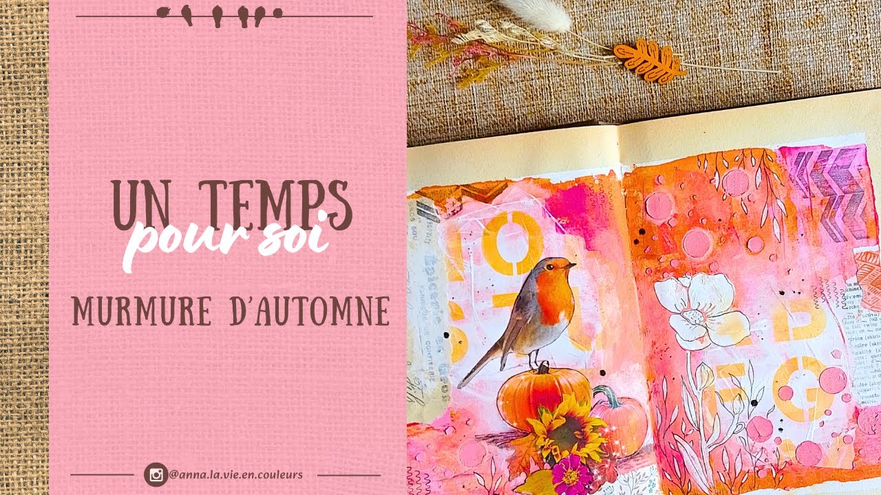 ART JOURNAL PAGE - L'automne en mixed media