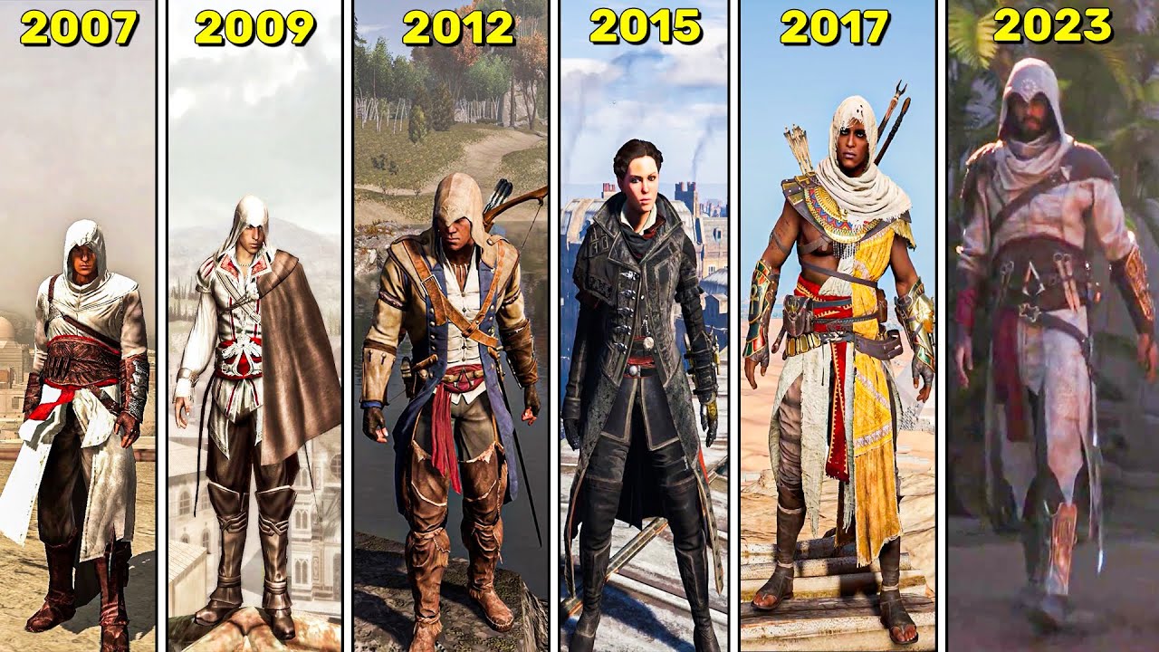 Showcase of Main Outfit of Every Playable Protagonist in Assassin's Creed Games (2007-2022)