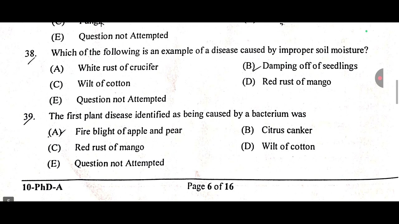 Pre PhD Plant Pathology 2025 Complete Paper Solution| PhD 2025 | Plant Pathology