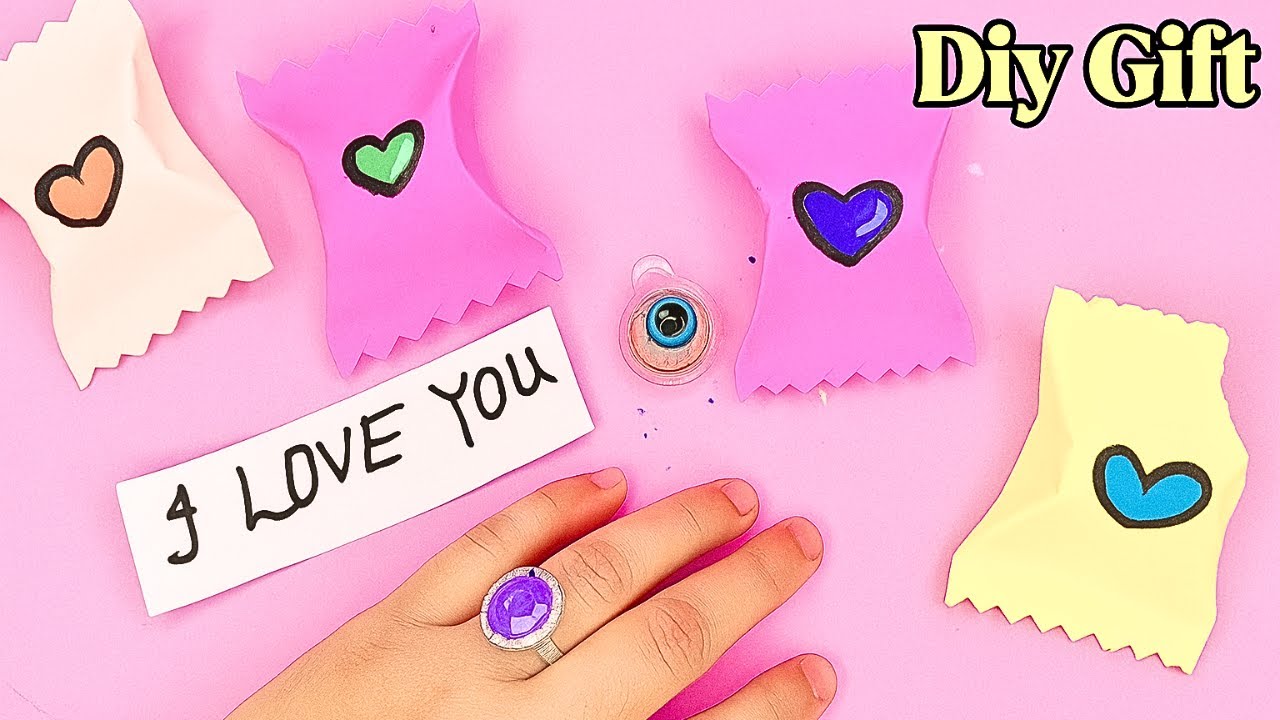 Diy handmade paper chocolate surprise gift idea with slime ring & Secret Love Message!