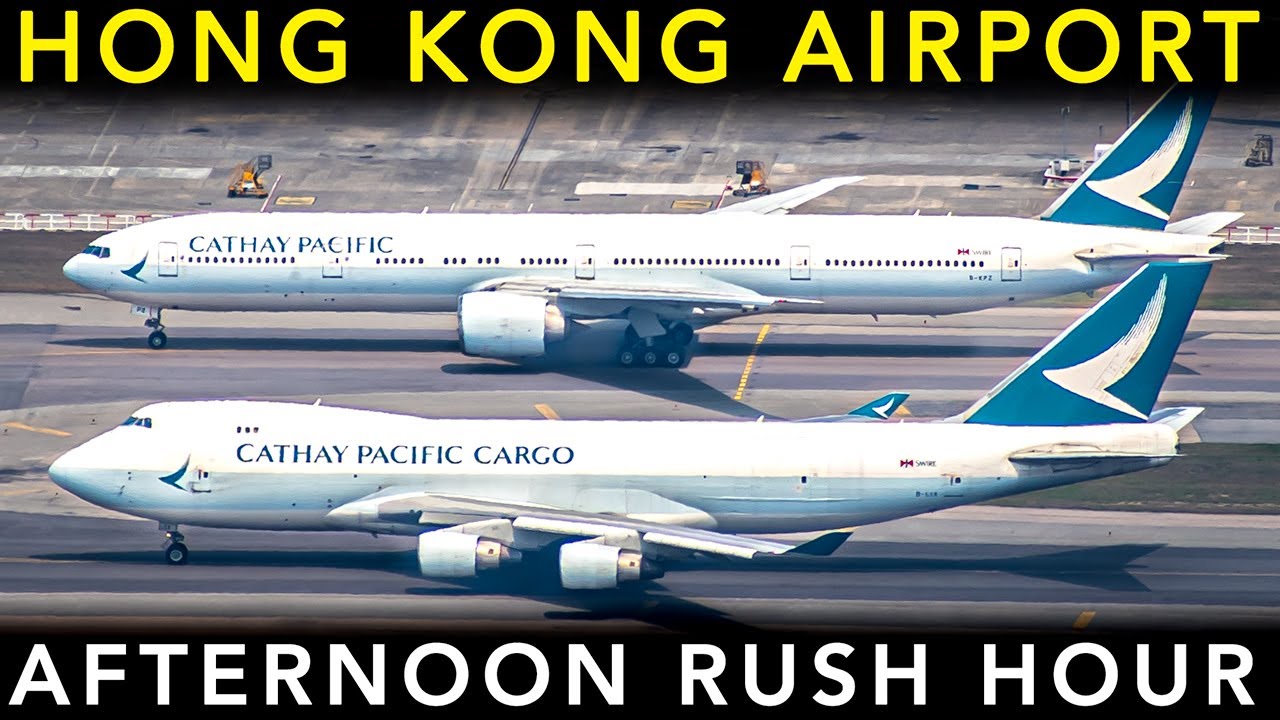 HONG KONG AIRPORT🇭🇰 | PLANE SPOTTING during the AFTERNOON RUSH HOUR - Landing & takeoff