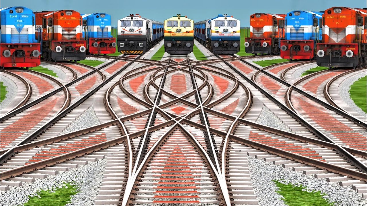⚡ Double Line Diamond Crossing Ka Real Action💥 Ultimate Train Power Show on Dangerous Track