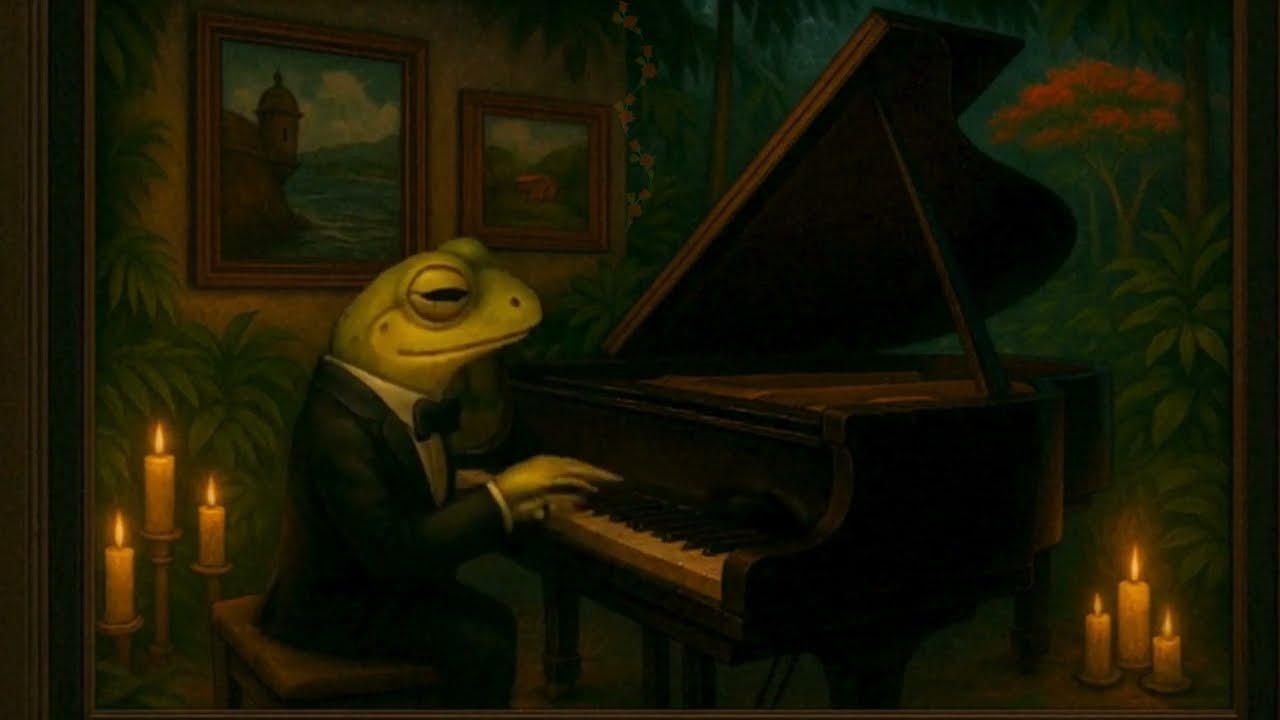 Coqui Lofi Piano Jazz - Puerto Rican Art Gallery In the Rainforest with Nature Sounds of Puerto Rico