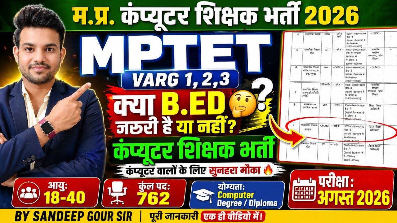 MP COMPUTER TEACHER VACANCY 2026 | MPTET VARG 1-2-3 UPDATE 2026 | VARG 2 &3 IT TEACHER VACANCY 2026