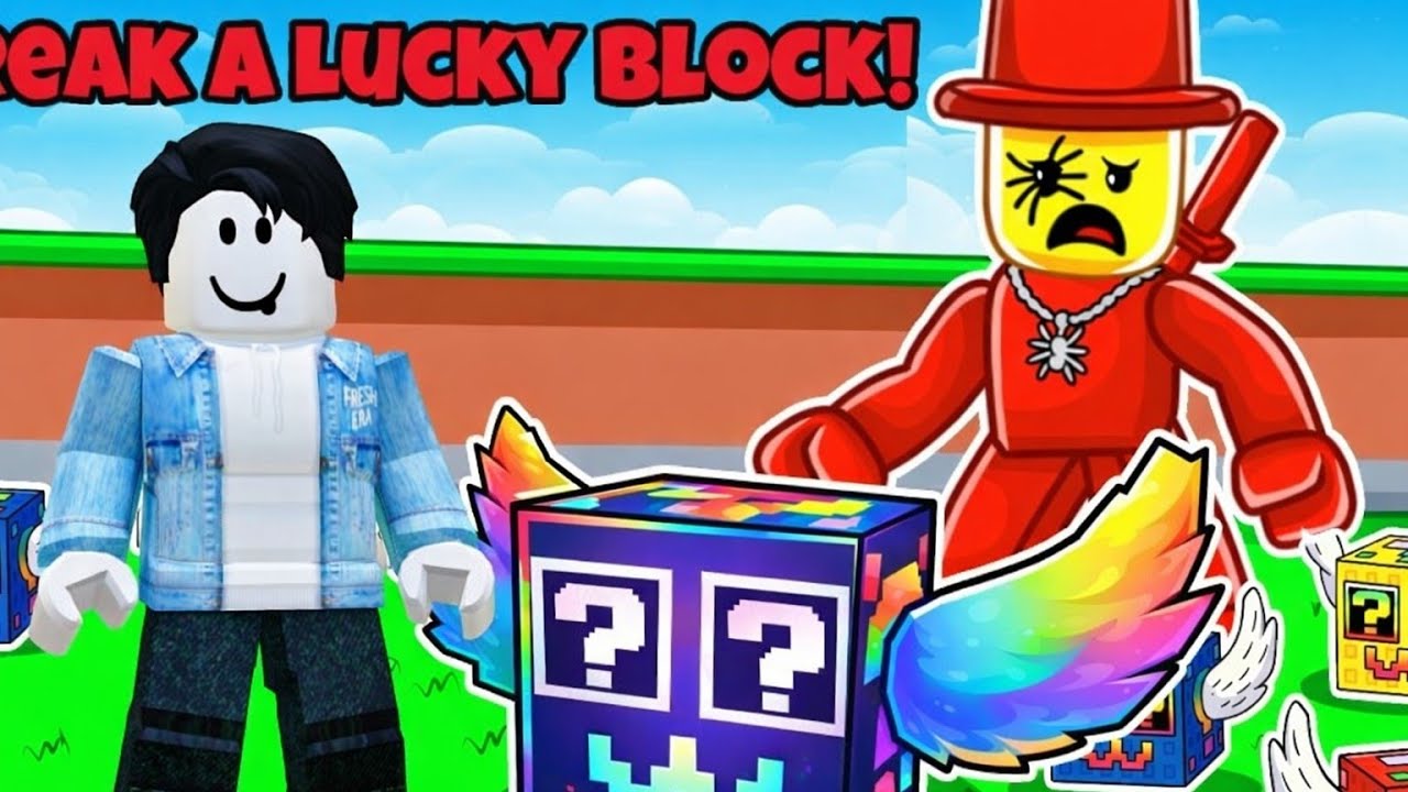 Break a Lucky Block mystery box In Rublox 