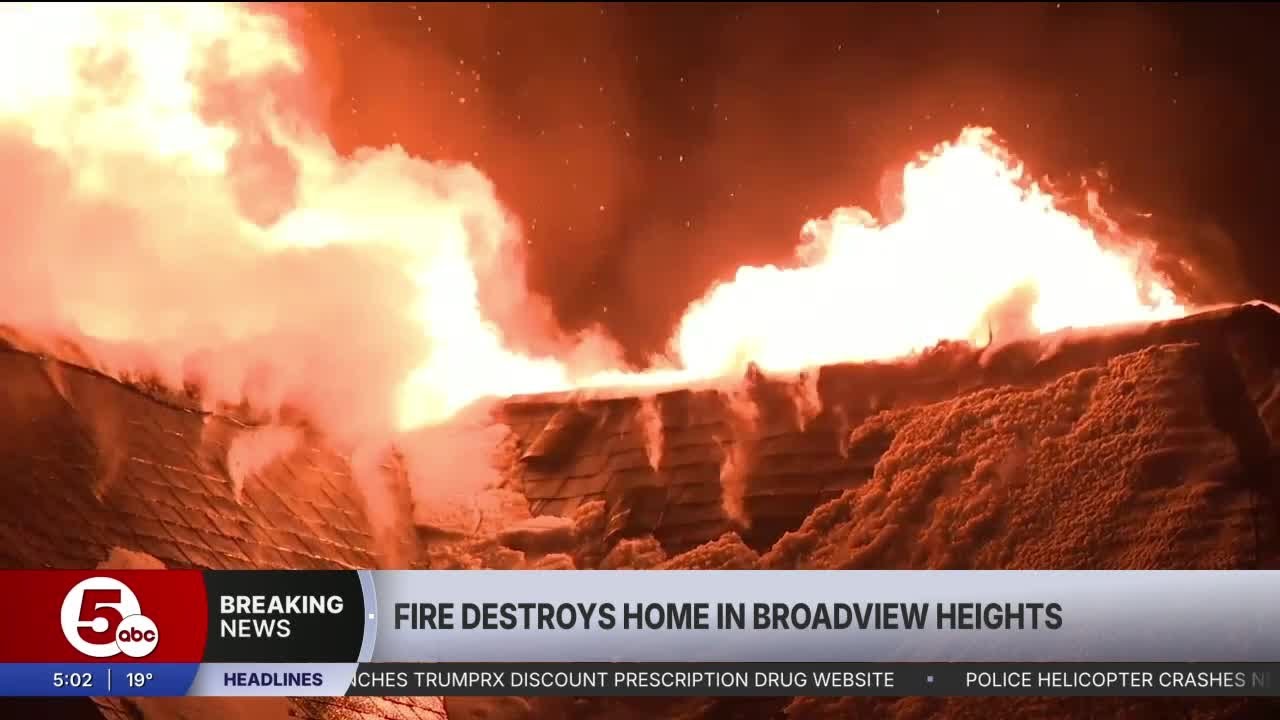 Fire destroys home in Broadview Heights