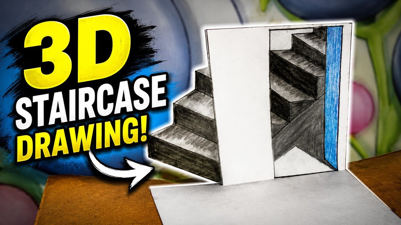 Optical illusion 3d ladder drawing for new bignner||3d ladder drawing on the paper