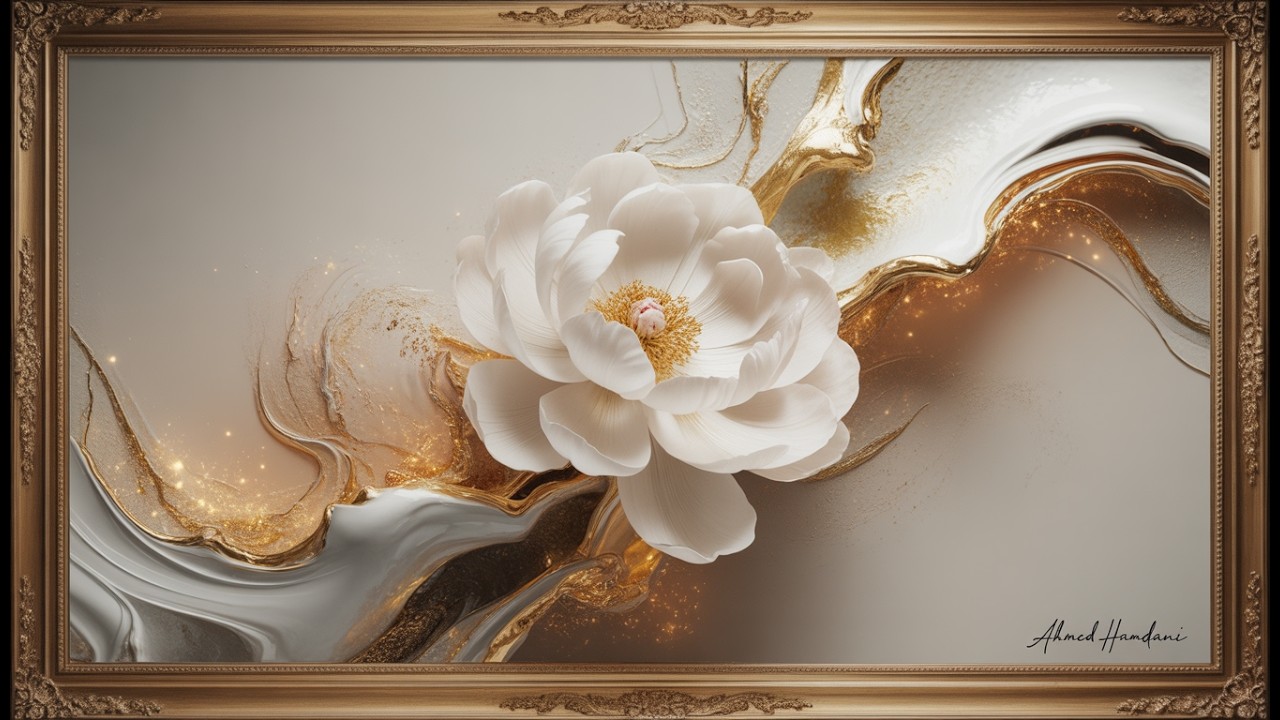 White & Gold Floral Art 4K | Elegant TV Screensaver ✨ 🌸