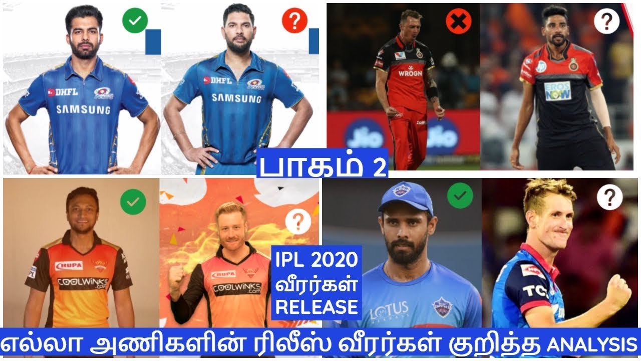 IPL 2020| ALL TEAM RELEASED PLAYERS LIST ANALYSIS #2 | MI,RCB,DC,SRH NEWS |IPL NEWS TAMIL |IPL TAMIL