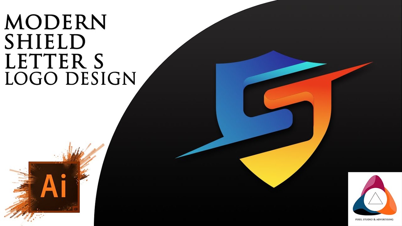 Modern S Letter Logo Design Process With Shield | Adobe Illustrator | Easy