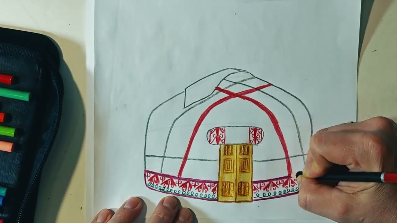 Yurt — pencil picture, timelapse (Юрта — рисунок карандашом, таймлапс)
