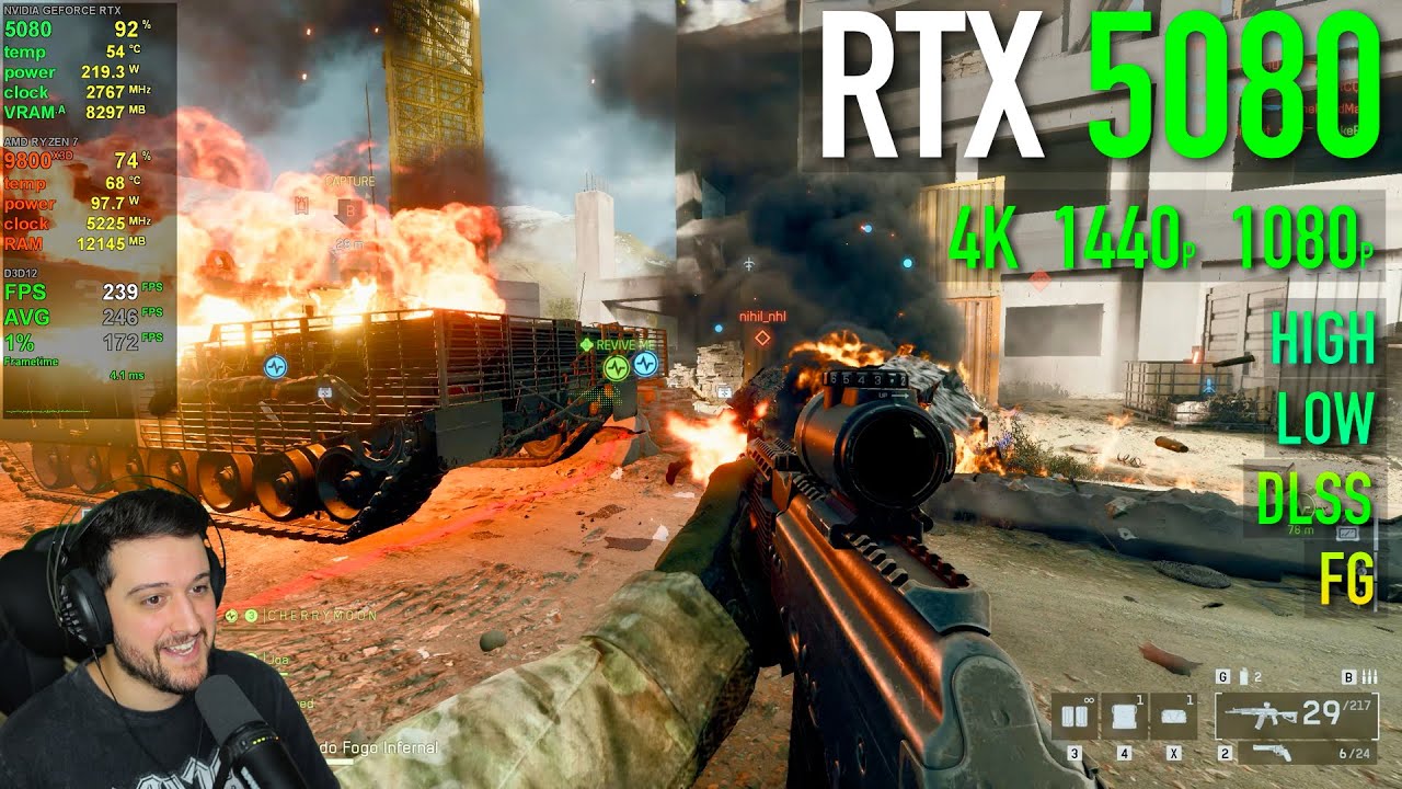 RTX 5080 в Battlefield 6 &mdash; высокие и низкие настройки, протестировано DLSS 4 и Frame Gen!