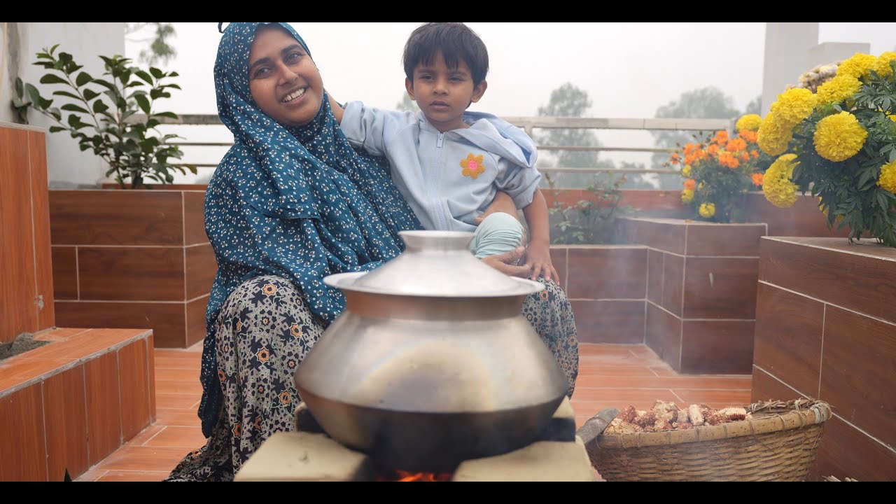 বাড়ির ছাদে মাটির চুলায় কি রান্না করলাম | Village life with Shampa