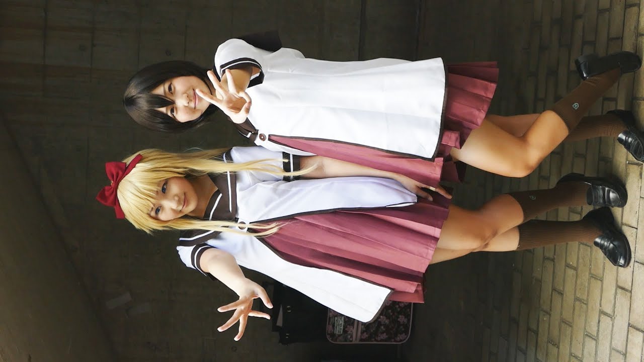 [4k] 2 女子生徒  Schoolgirl Cosplay Beauty コミケット コスプレ レイヤー Comiket Japan Japanese 직캠 신소향