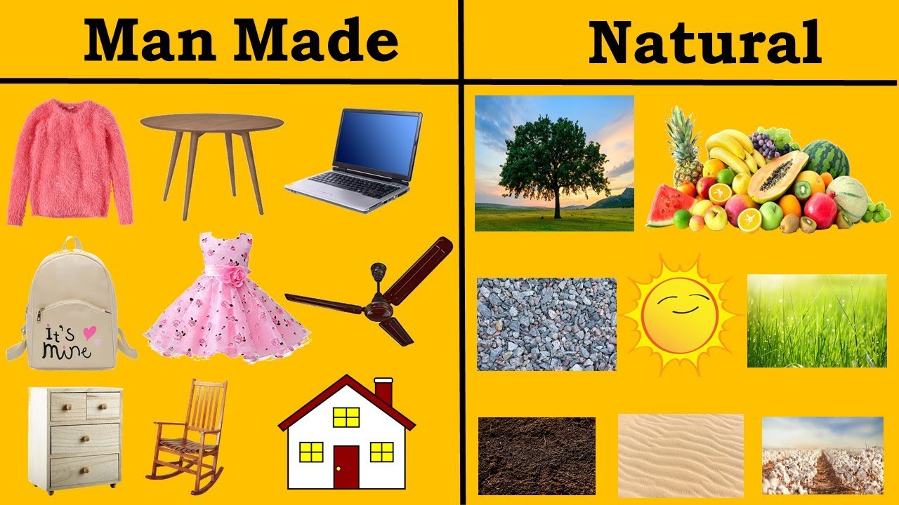 Man Made V.S Natural things for kids | 🎠🎡 V.S. 🌞🌜
