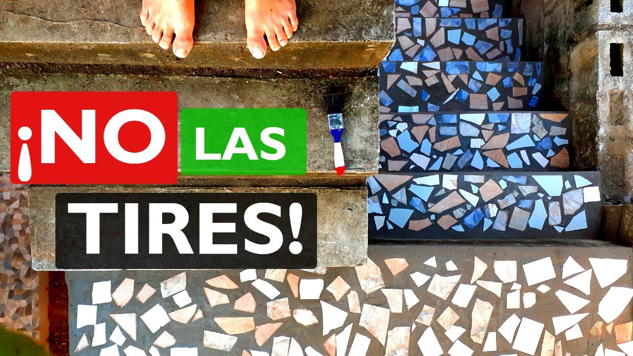 ♻️ Como RECICLAR AZULEJOS FÁCIL ✅ MOSAICO ESCALERA |  MOSAICO CERAMICA 🧱 MOSAICO DECORATIVO.