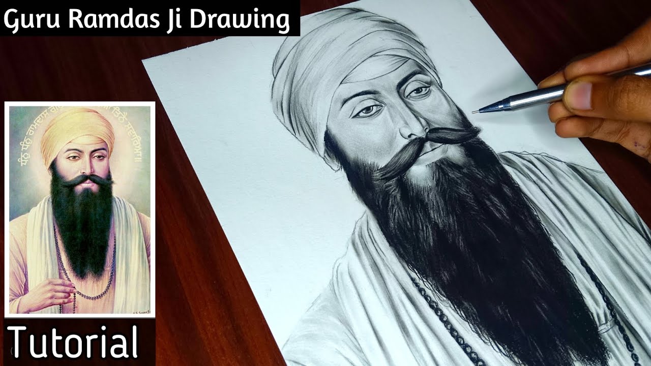 Guru Ramdas Ji Realistic Drawing Tutorial 🪯🌸#GuruRamdasJi #DrawingTutorial