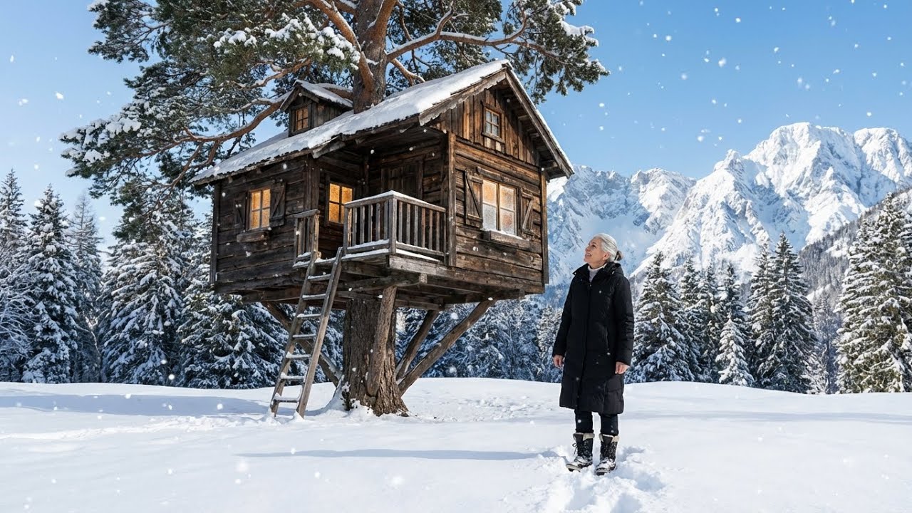 “75-Year-Old Lady Builds a Secret Underground Shelter in Snowy Mountains | Cinematic ASMR Survival”