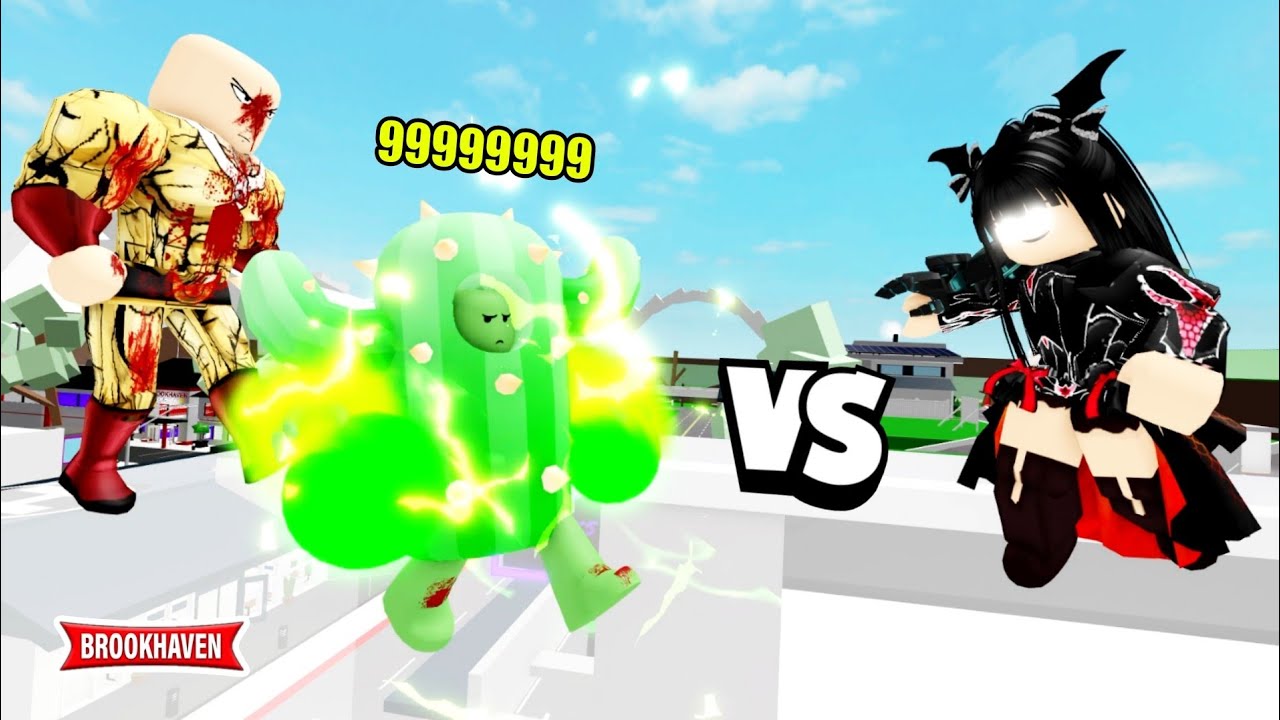 CACTUS ET SAITAMA CONTRE-ATTAQUE ... (PUISSANCE 999999) ! BROOKHAVEN - ROBLOX