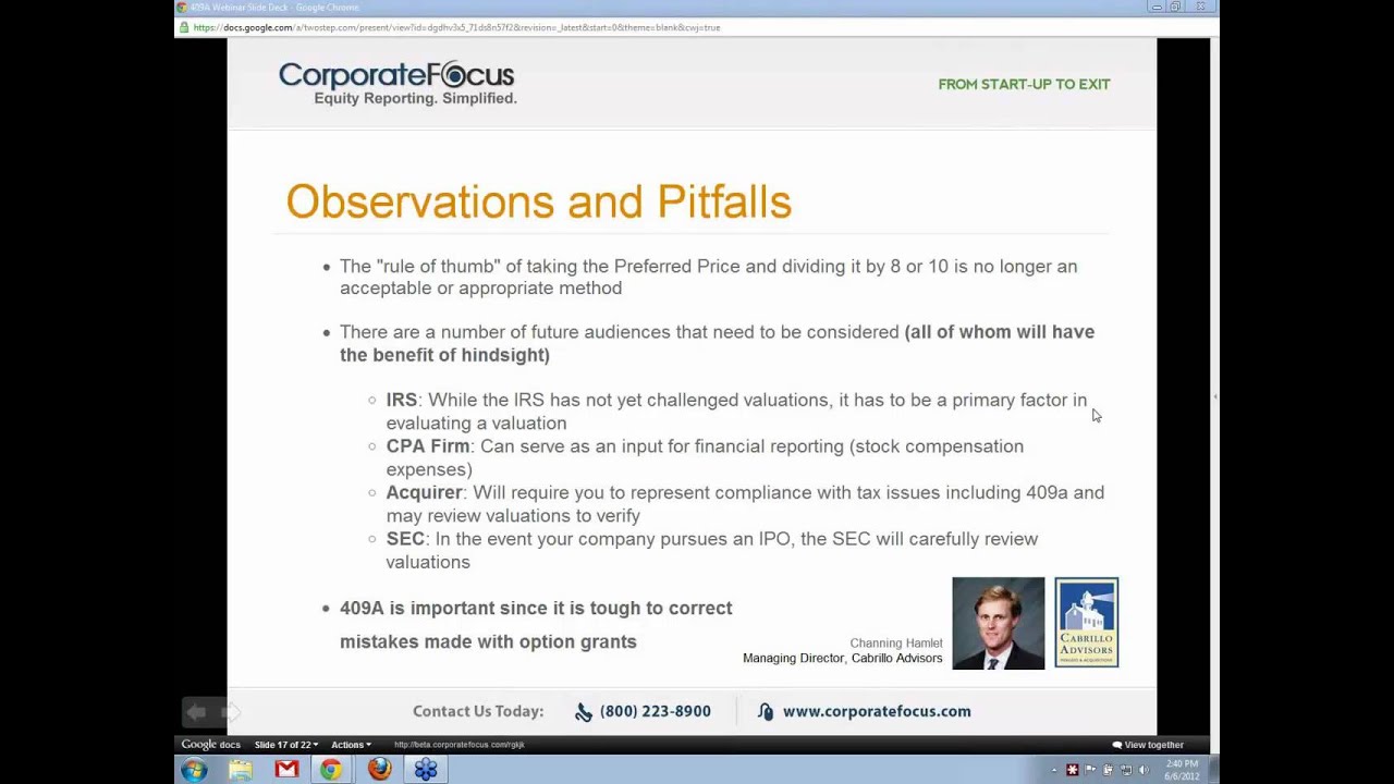 Straight Talk on Sec. 409A Valuations: Getting It Right the First Time