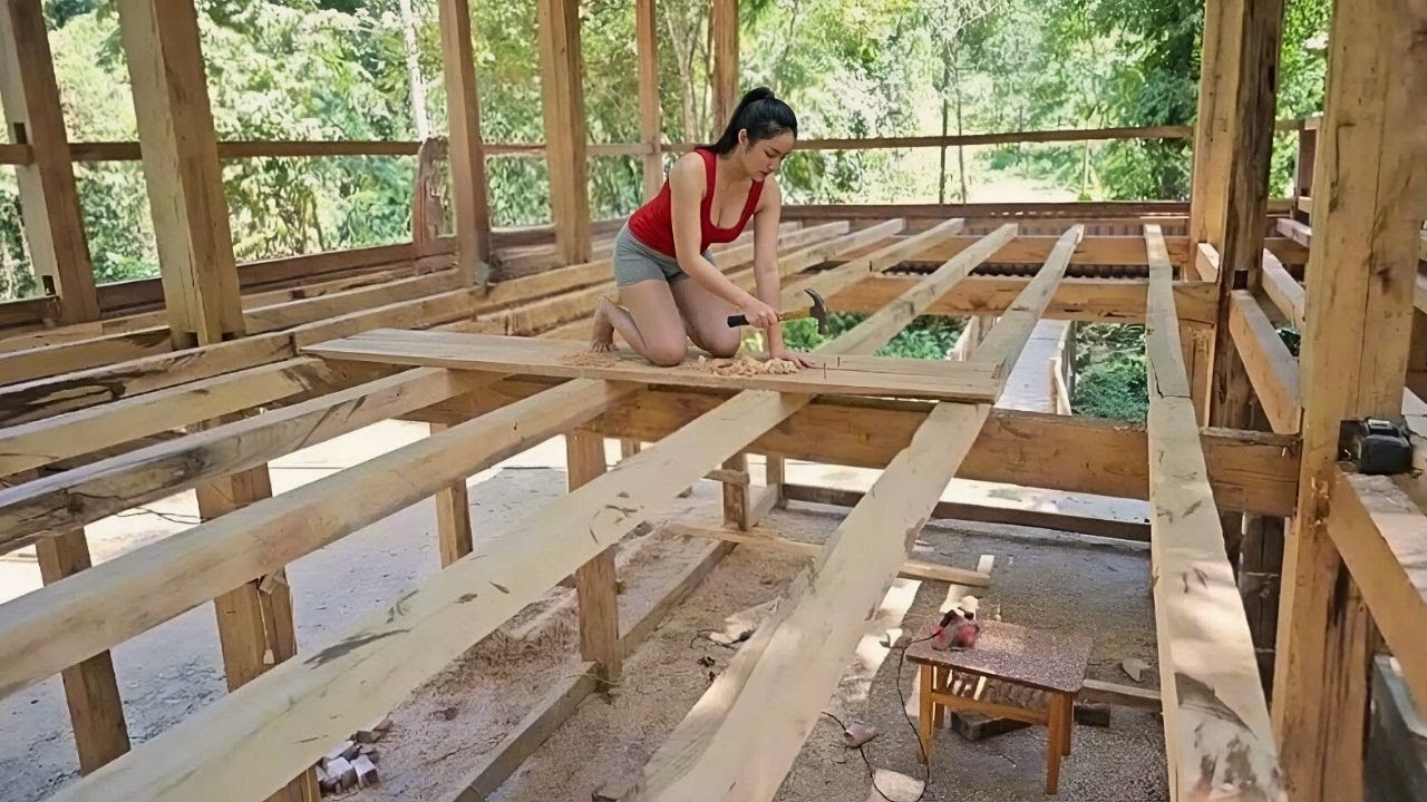 No Workers Needed: A Girl Cares for Her Garden and Builds a Wooden Floor