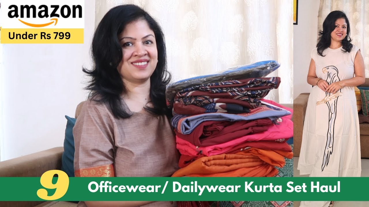 Top 9 Amazon Kurta Sets Under ₹799 | Stylish Office Wear, Daily wear & Party  wear | Try-On Haul