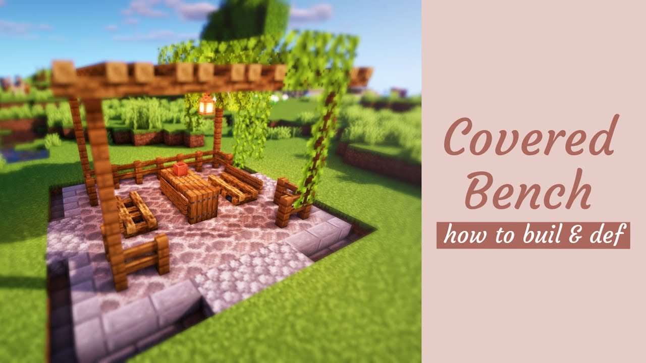 【マインクラフト】公園にあるオシャレな屋根付きベンチの作り方