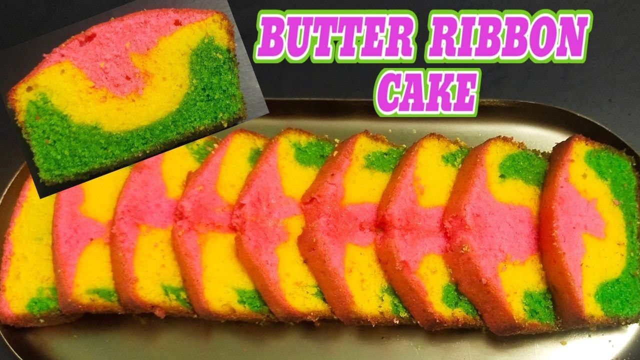 Butter Ribbon Cake | Tri-Colour Butter Cake | Simple Cake for all Celebrations | Christmas Cake