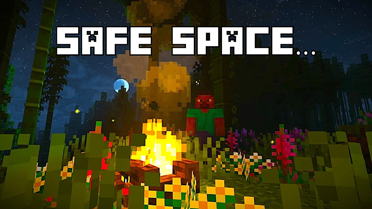 Safe Space... (Minecraft Soft Piano Music w/ Ambience For Sleeping)
