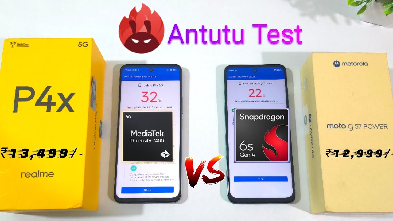 Сравнение результатов теста AnTuTu для Realme P4X и Moto G57 Power 🔥🔥🔥
