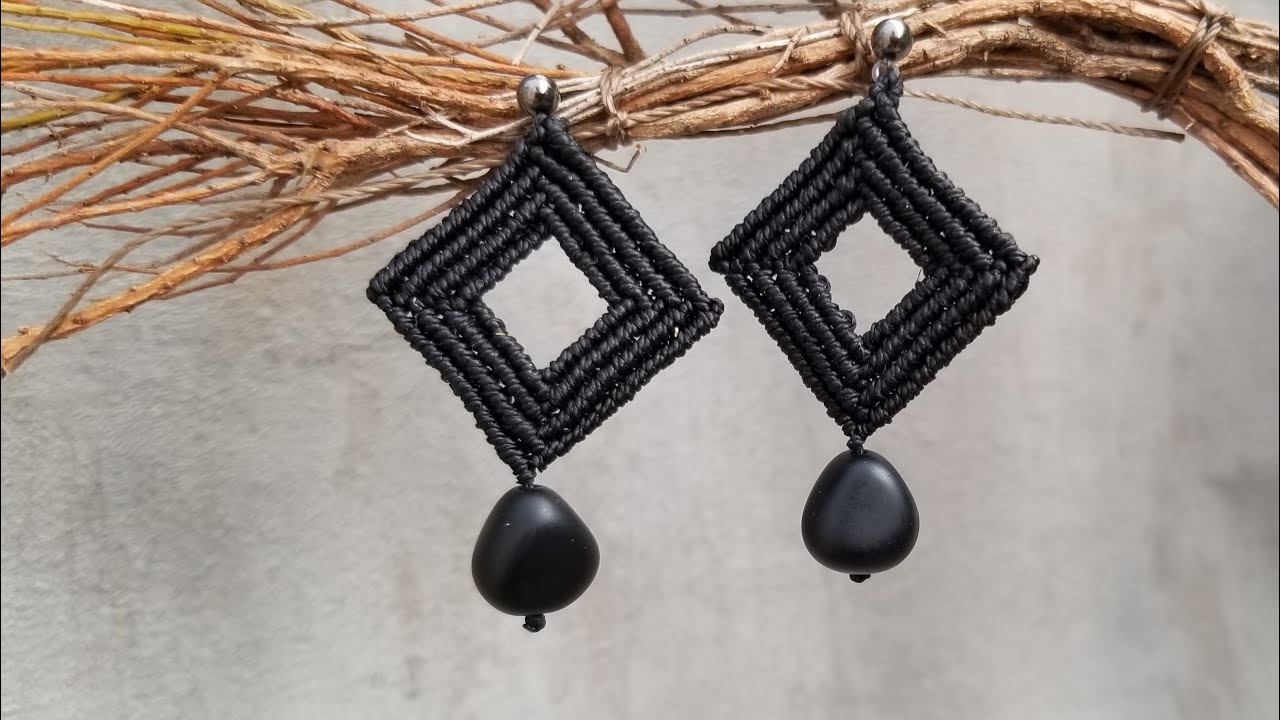 DIY einfache geometrische Makramee Ohrringe Tutorial Level 3; 12/2021
