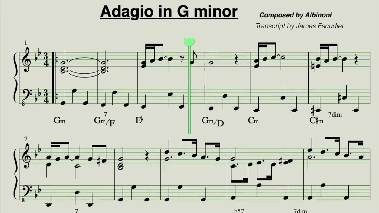 Adagio - Albinoni Piano with score
