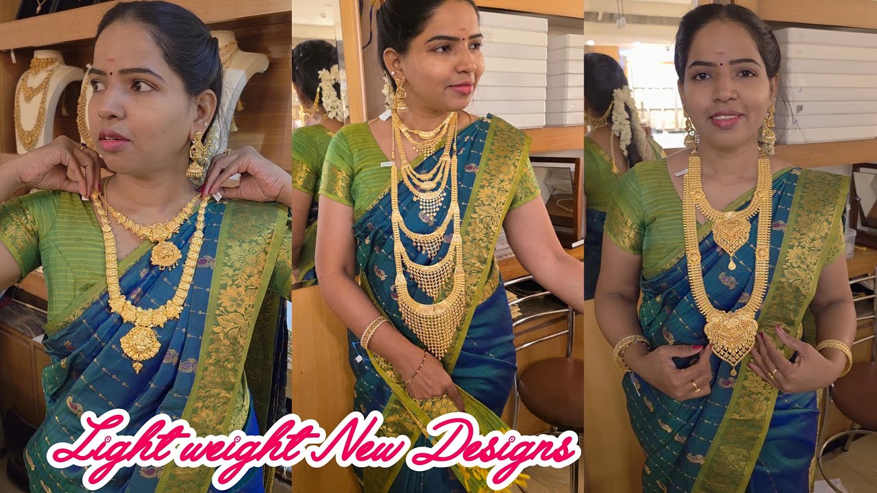 3g Gold Necklace 8g Gold Haram Light weight Wedding Jewellery | New Nagas Designs Online Available