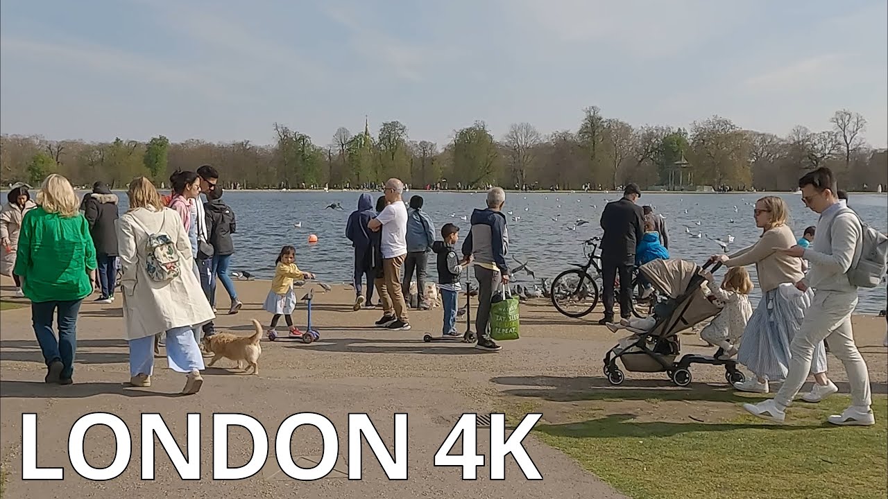 KENSINGTON GARDENS [HYDE PARK] - Queensway, Black Lion Gate, Broad Walk, Round Pond – N065 [4K]