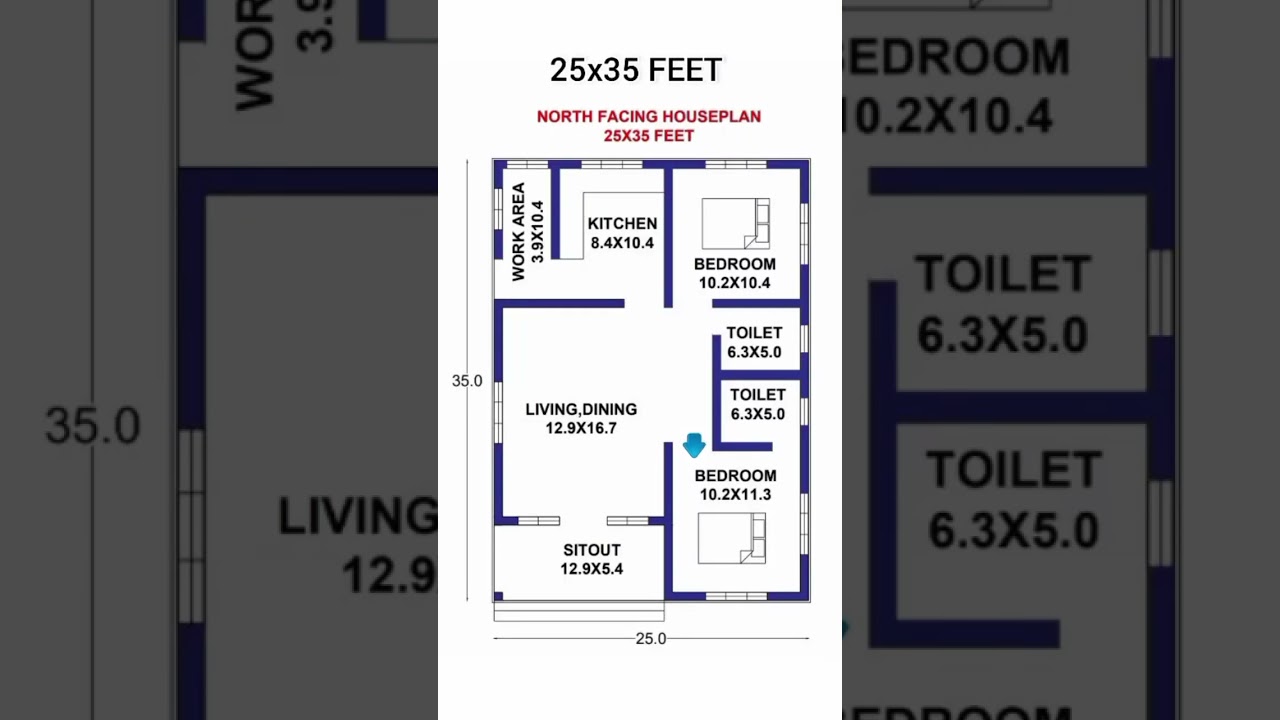 25x35 feet North facing house plan #Indian construction #shorts #hbg
